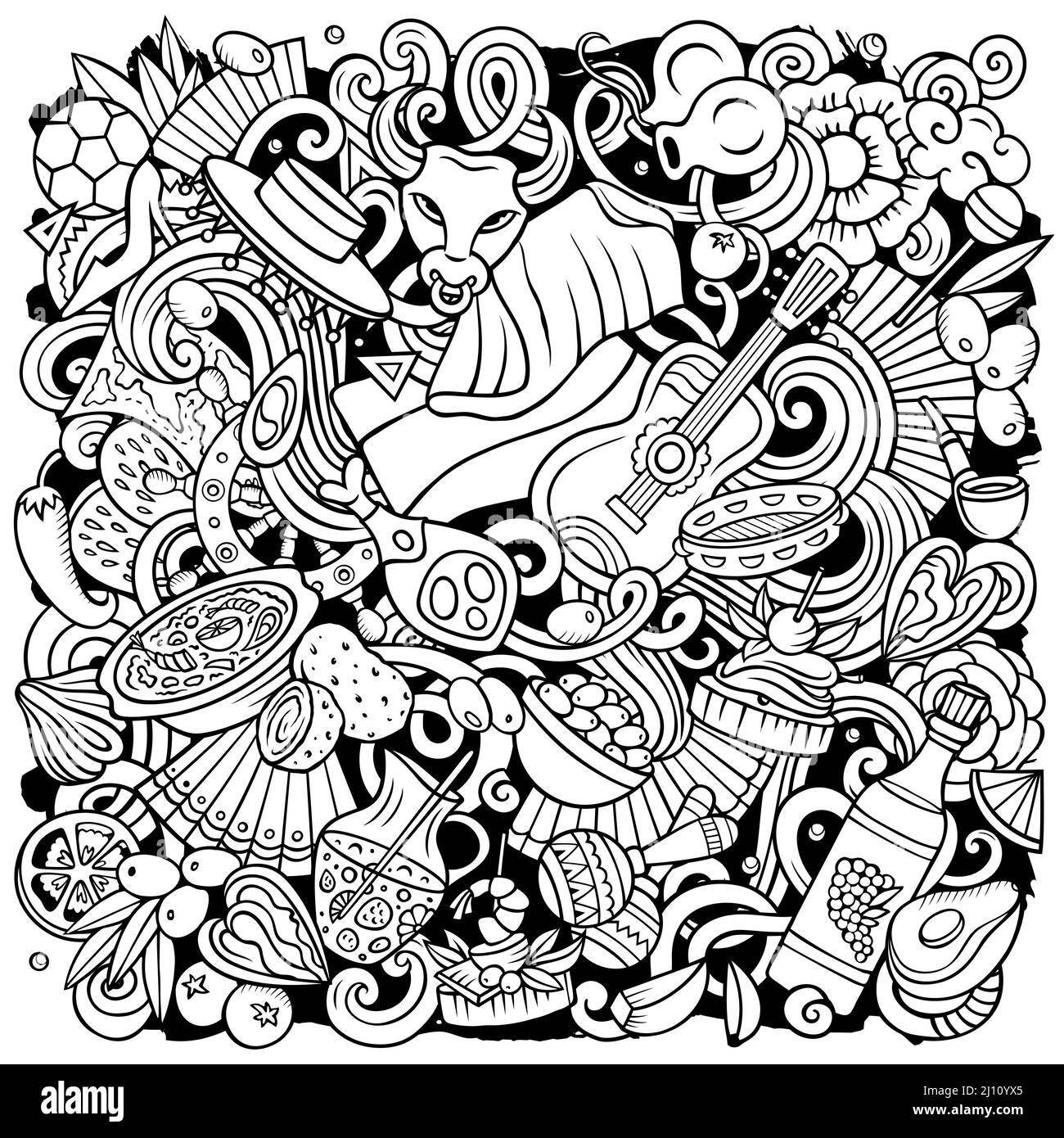 Illustration de dessins animés vectoriels en Espagne. Illustration de Vecteur