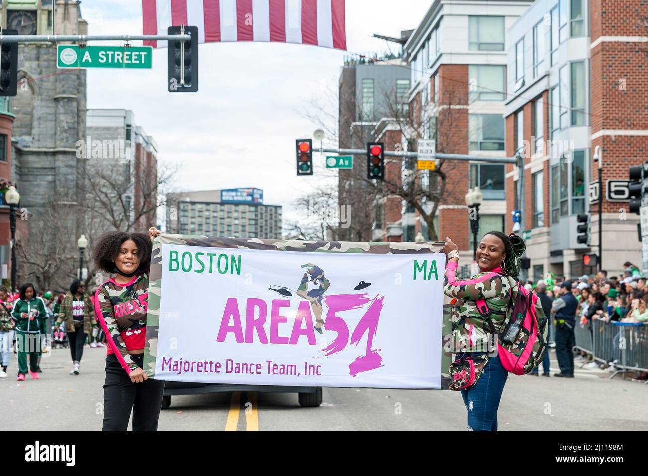 Le 20 mars 2022, South Boston St. Patrick's Day Parade, produit par le South Boston Allied War Veterans Council Banque D'Images