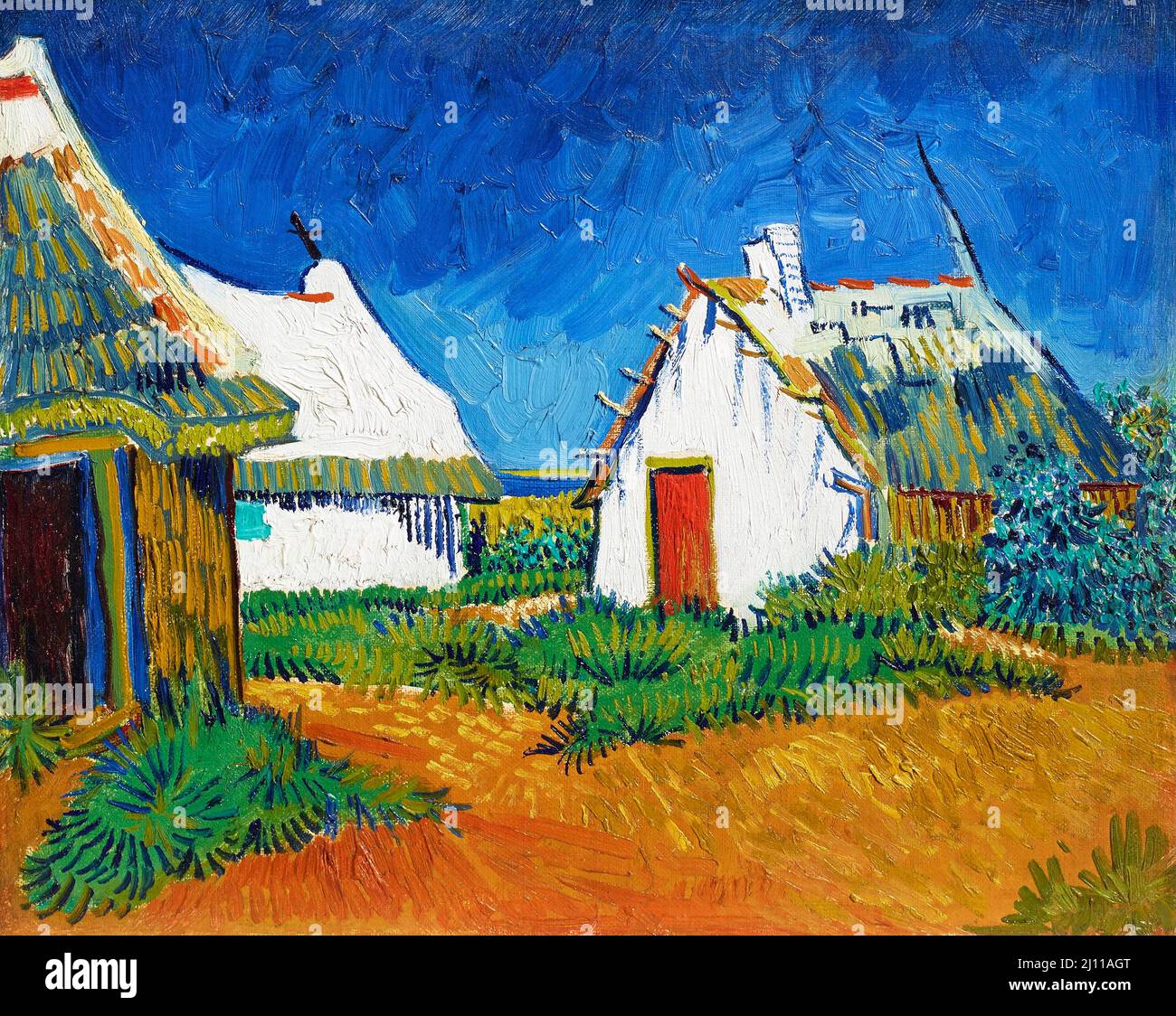 Chalets blancs à Saintes-Maries par Vincent van Gogh (1853-1890), huile sur toile, 1888 Banque D'Images