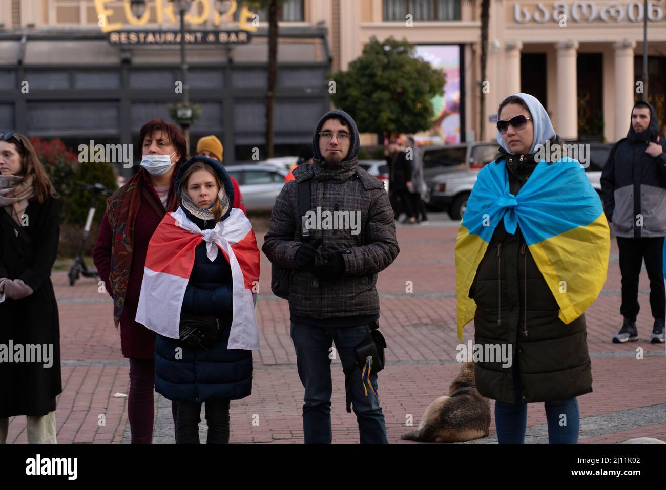 Batumi, Géorgie - 21 mars 2022 : action contre la guerre en Ukraine Banque D'Images