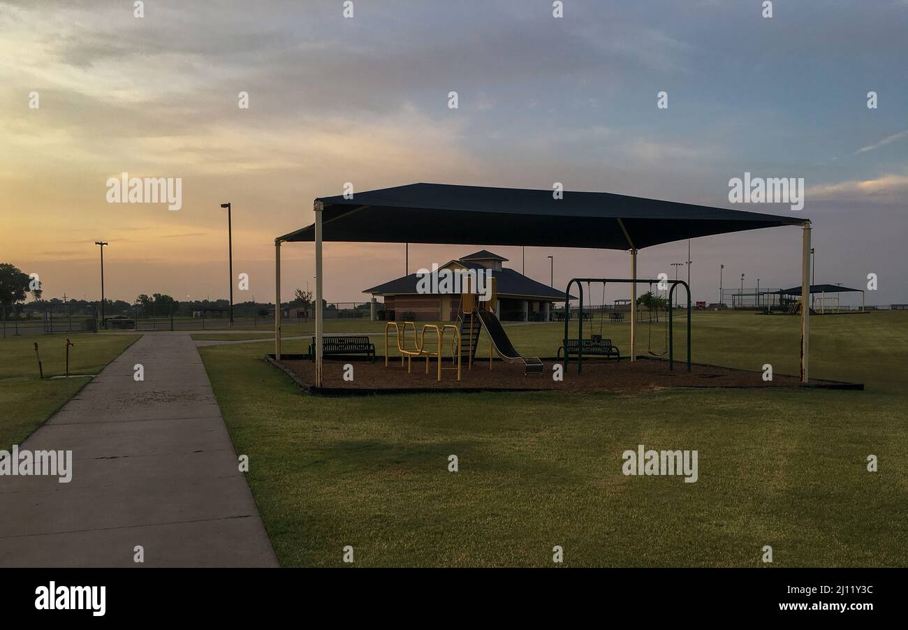 Acme Brick Park, Clinton, OK. Banque D'Images