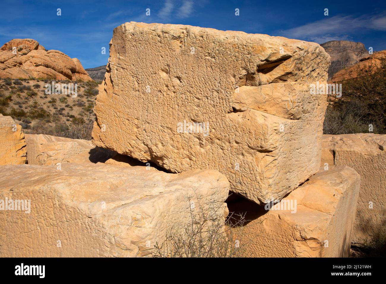 Grès Quarry Blocks, Red Rock Canyon National conservation Area, Nevada Banque D'Images