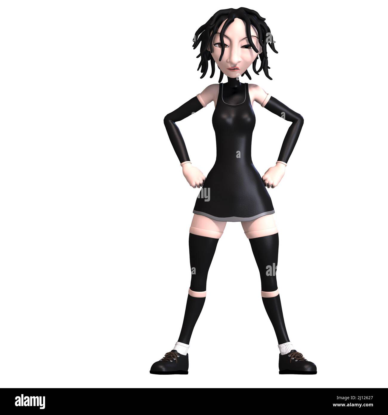 3D-illustration d'une jolie et drôle de gothic toon girl Banque D'Images