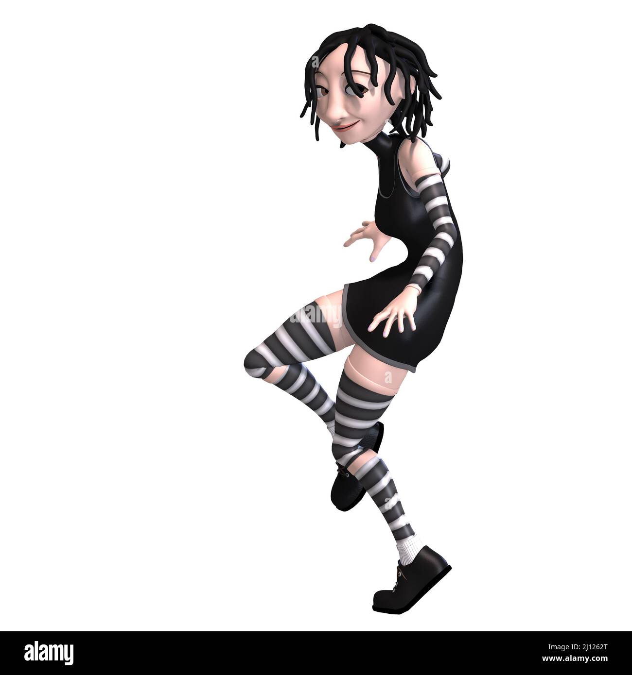 3D-illustration d'une jolie et drôle de gothic toon girl Banque D'Images