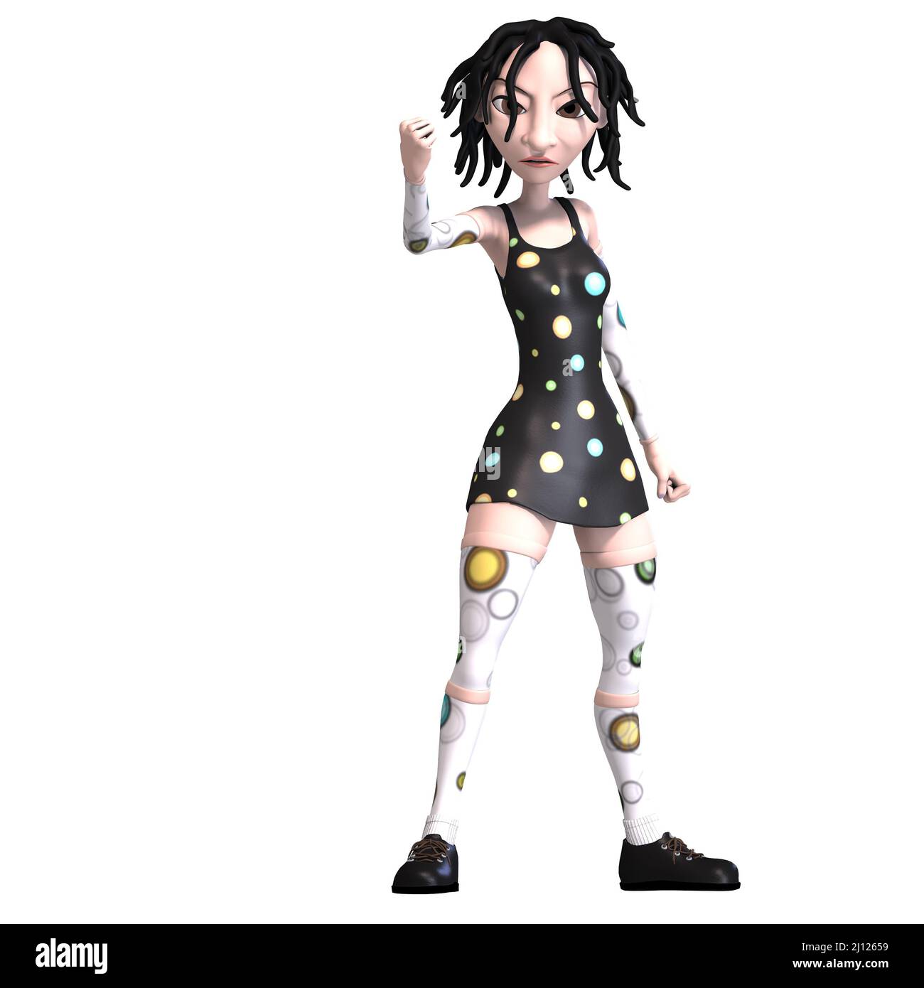 3D-illustration d'une jolie et drôle de gothic toon girl Banque D'Images