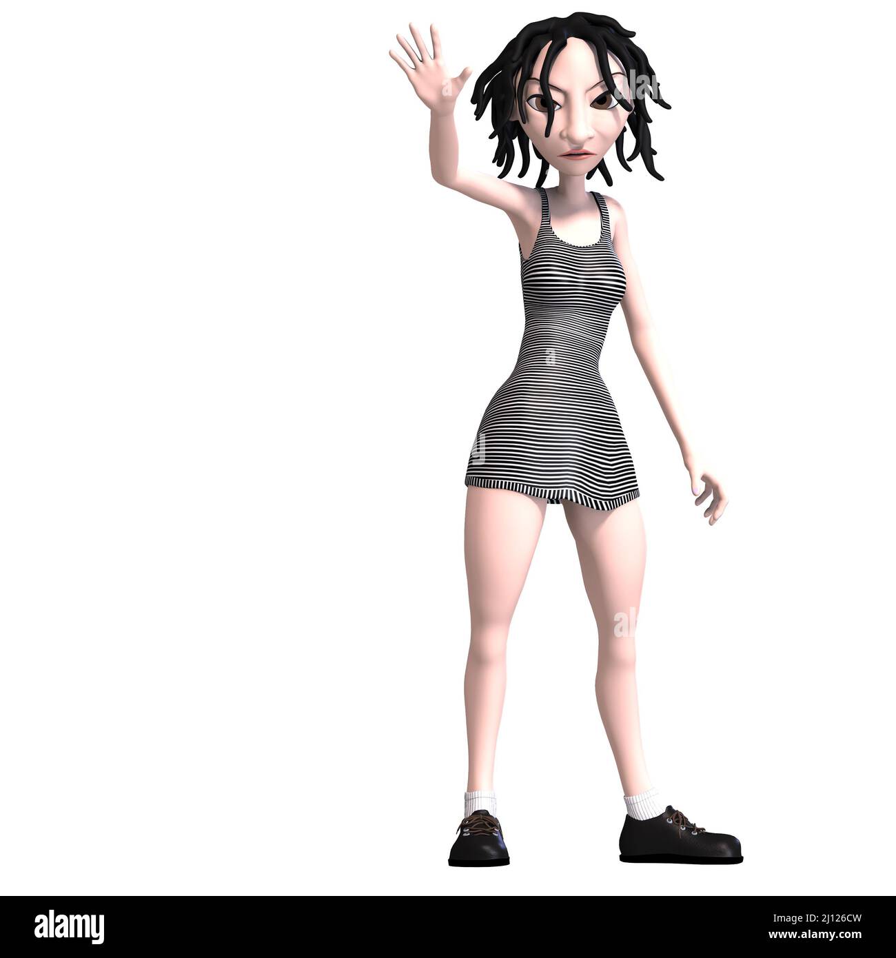 3D-illustration d'une jolie et drôle de gothic toon girl Banque D'Images