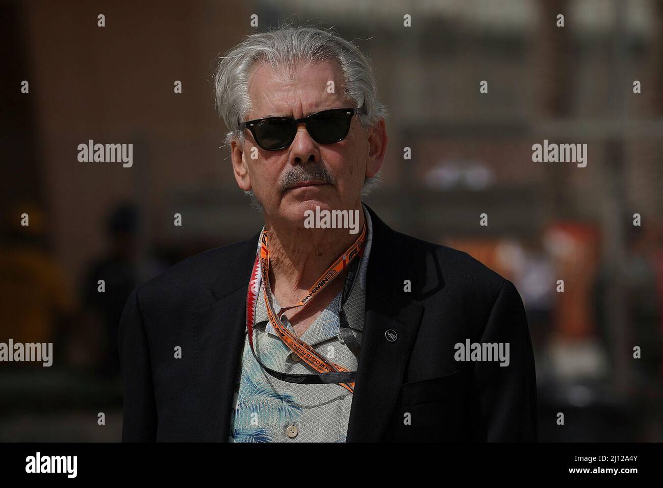 Le 20th mars 2022, circuit international de Bahreïn, Sakhir, Formule 1 Gulf Air Bahreïn Grand Prix 2022, en photo est l'ancien concepteur de voitures de course de Formule 1 Gordon Murray. Banque D'Images