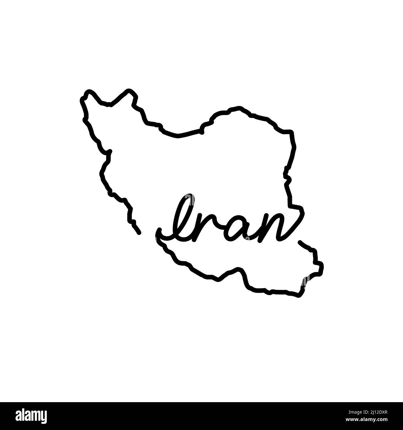 Iran carte avec le nom manuscrit du pays. Dessin de ligne continue de signe de maison patriotique. Un amour pour une petite patrie. Idée de l'imprimé t-shirt. V Illustration de Vecteur