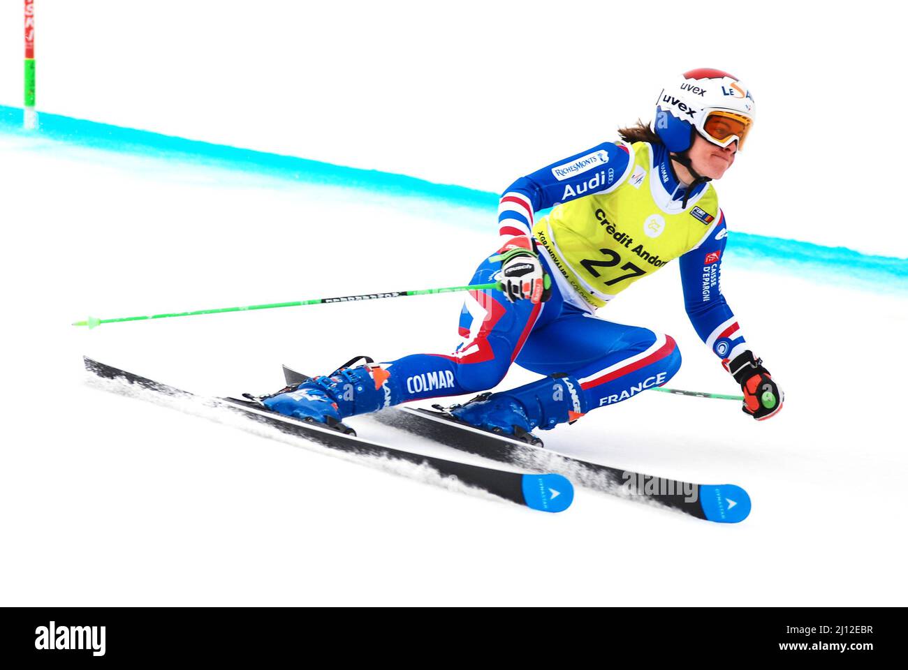 Soldeu, Andorre, Andorre. 19th mars 2022. Tifany Roux, skieur alpin français, en compétition pour la finale de la coupe d'Europe du WomenÃs Giant Slalom FIS. (Credit image: © Brisa Palomar/Pacific Press via ZUMA Press Wire) Banque D'Images