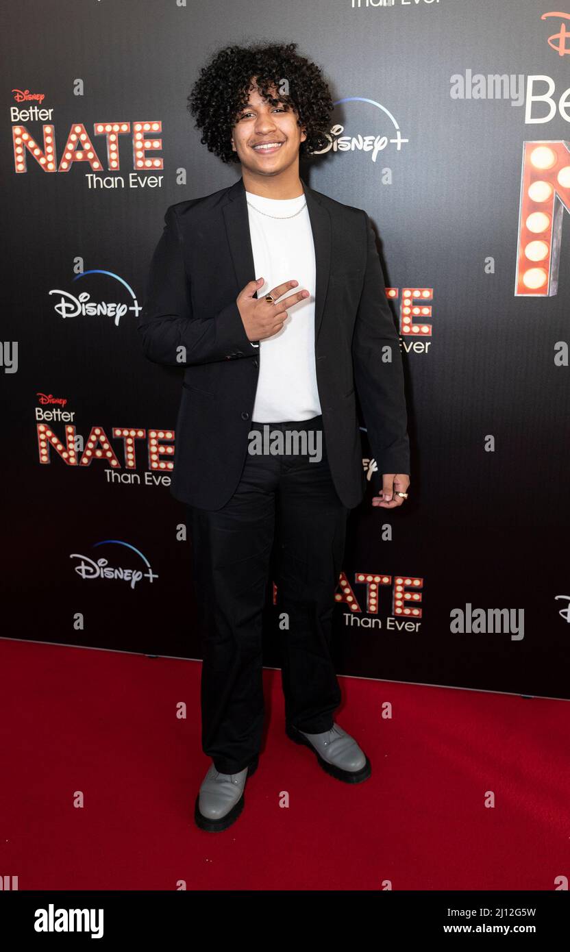 New York, États-Unis. 21st mars 2022. Adrian Acosta assiste à une projection spéciale de « meilleur Nate que jamais » de Disney à AMC Empire Theatre (photo de Lev Radin/Pacific Press) Credit: Pacific Press Media production Corp./Alay Live News Banque D'Images