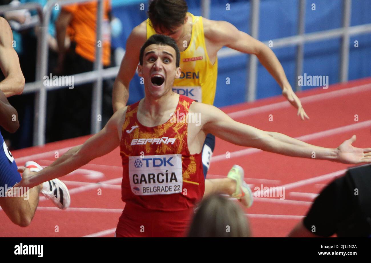 Mariano GARCÍA d'Espagne finale 800 M hommes lors des Championnats du monde  d'athlétisme en salle 2022 le 19 mars 2022 à Stark Arena à Belgrade,  Serbie. Photo de Laurent Lairys/ABACAPRESS.COM Photo Stock -