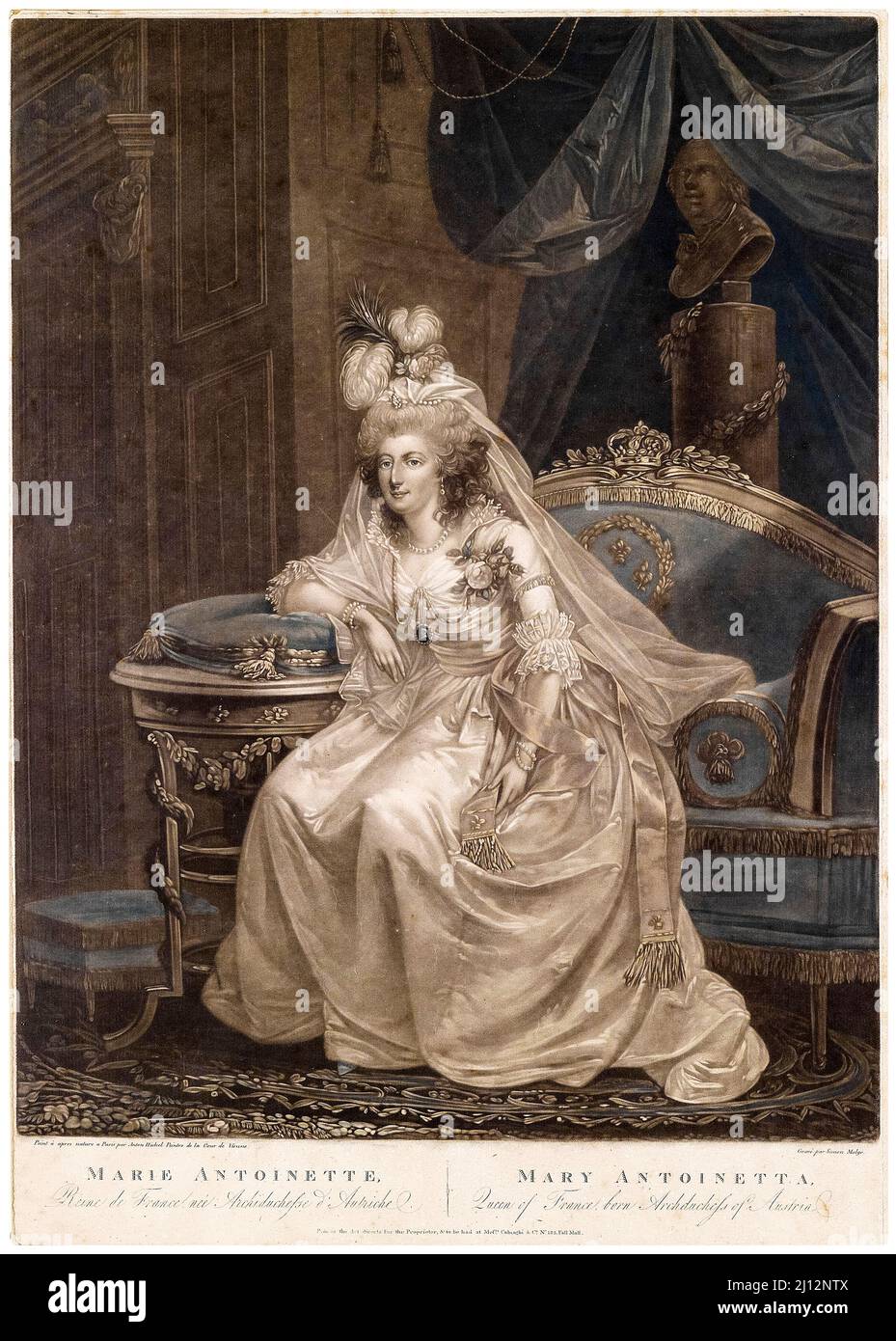 Marie-Antoinette (1755-1793), Reine de France, portrait imprimé par Simon Malgo, d'après Anton Hickel, 1794 Banque D'Images
