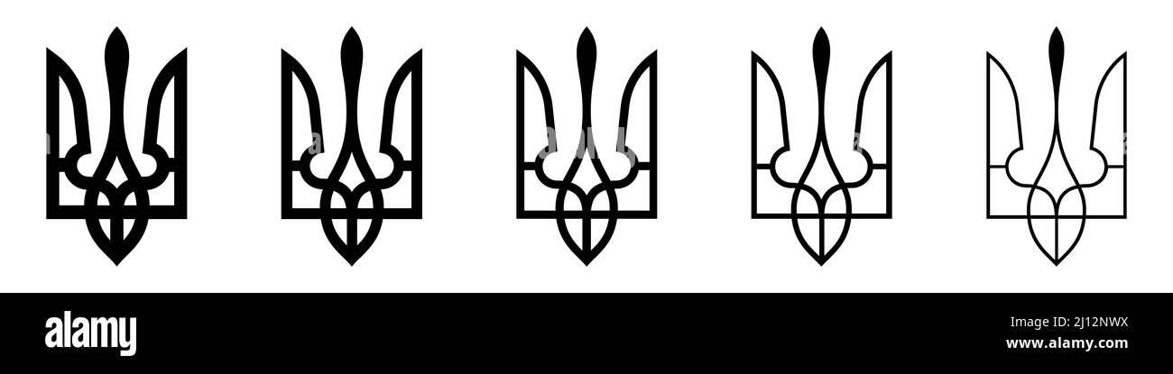Armoiries d'Ukraine. Ensemble d'icônes trident. Emblème d'État. Symbole national ukrainien. Illustration vectorielle. Illustration de Vecteur