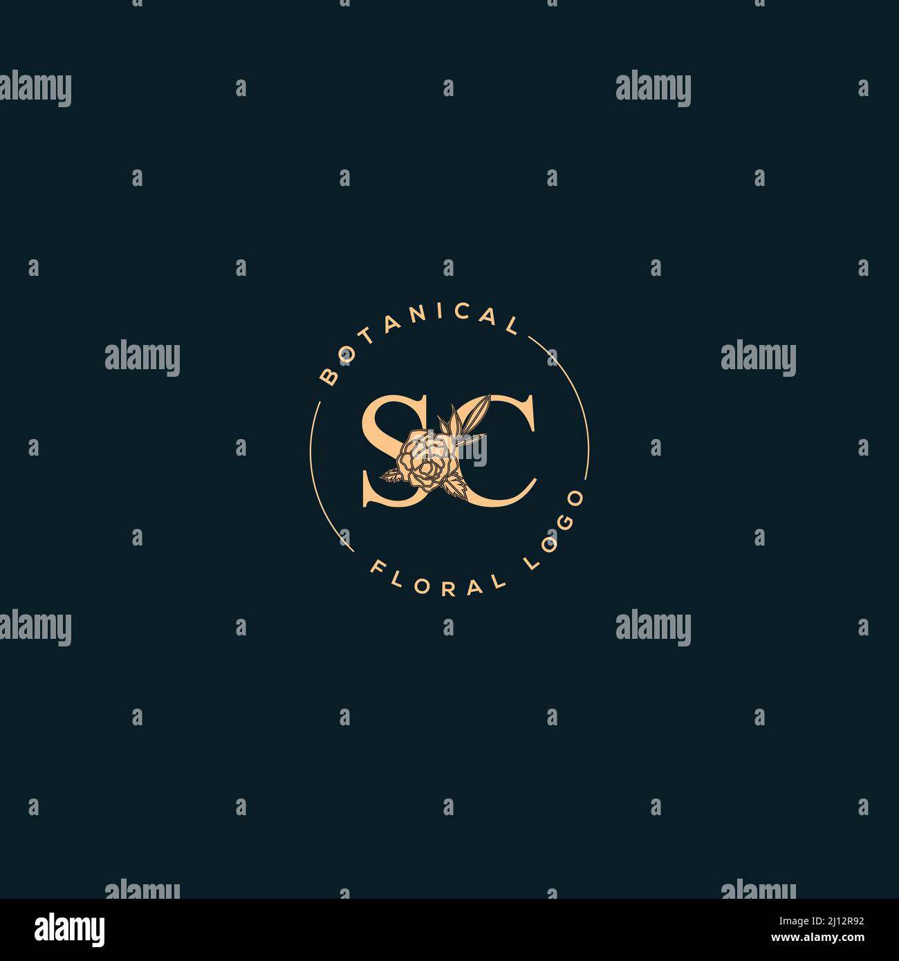 Monogramme et logo Vector Blooming Floral initial SC Illustration de Vecteur