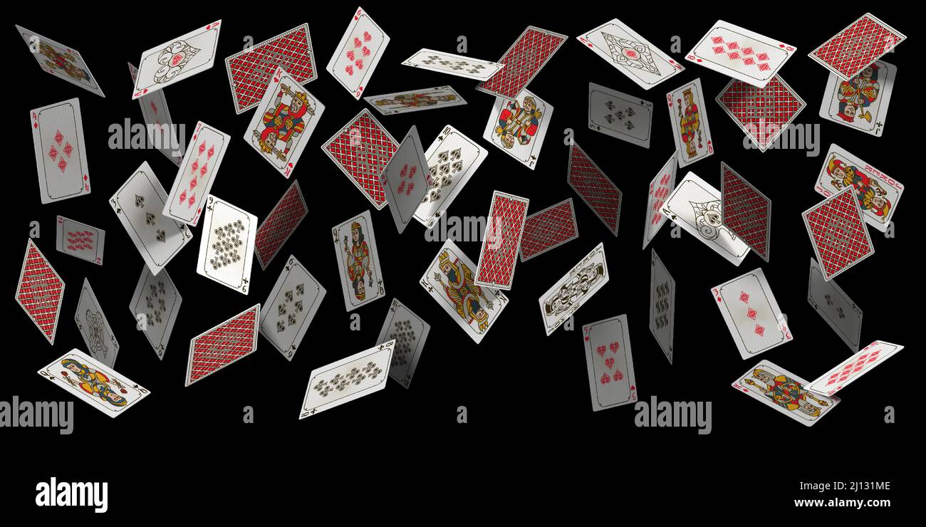 Chute des cartes de jeu de poker, fond de gagnant de casino. Jeu réaliste de cartes volantes 3D, joker, king, queen et ace. Concept vectoriel de Blackjack Illustration de Vecteur