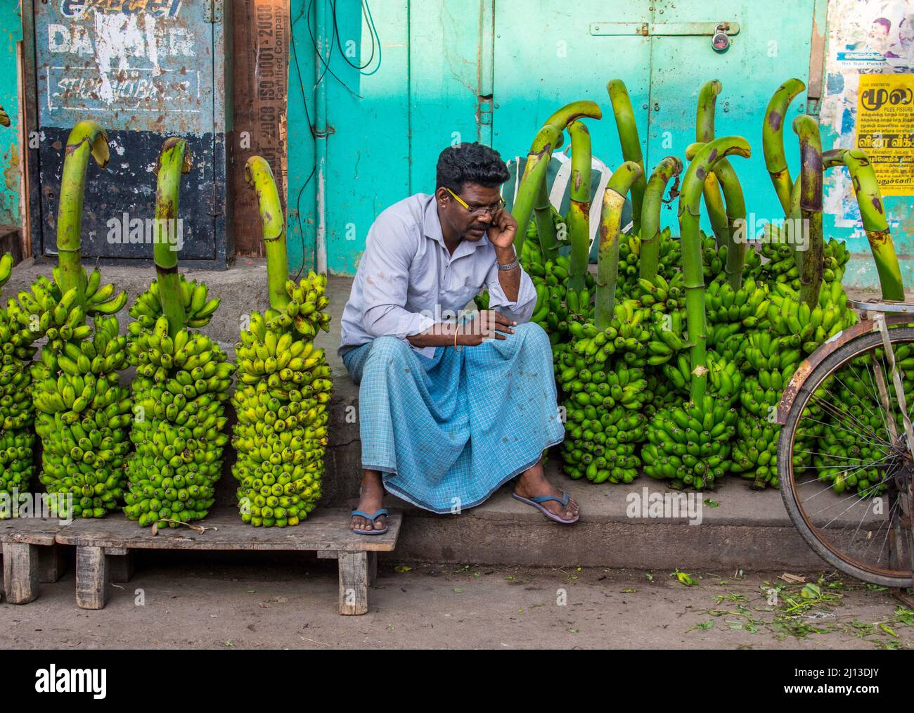 Pondichéry Food Market, Pondichéry, aujourd'hui connu sous le nom de Puducherry, est la capitale et la ville la plus peuplée du territoire de l'Union de Puducherry en Inde. Banque D'Images