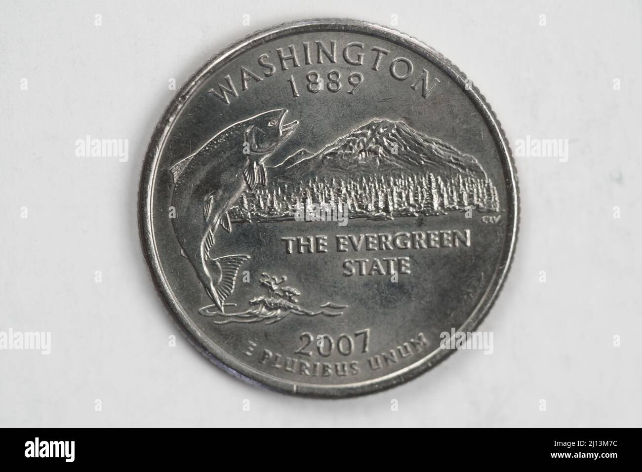 Une pièce d'un quart de dollar (25 cents) avec l'image de Washington (l'État Evergreen), États-Unis. Banque D'Images