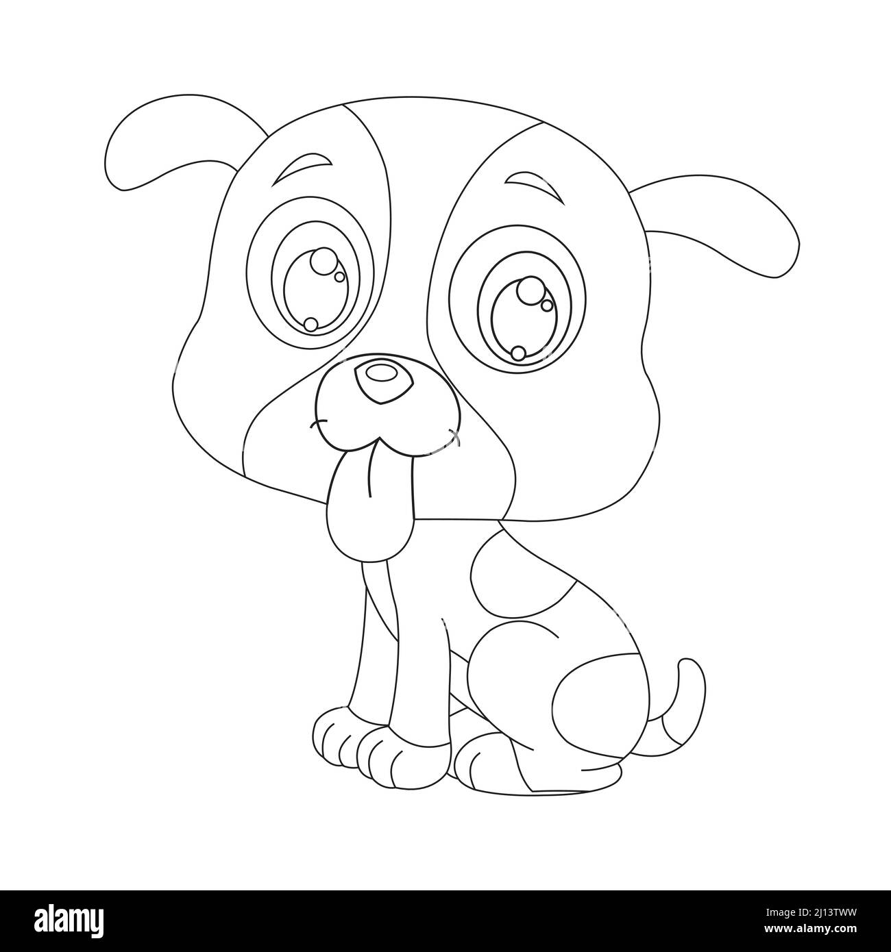 Mignon chiot chien contour page de coloriage pour enfants animal coloriage livre dessin animé vecteur illustration Illustration de Vecteur