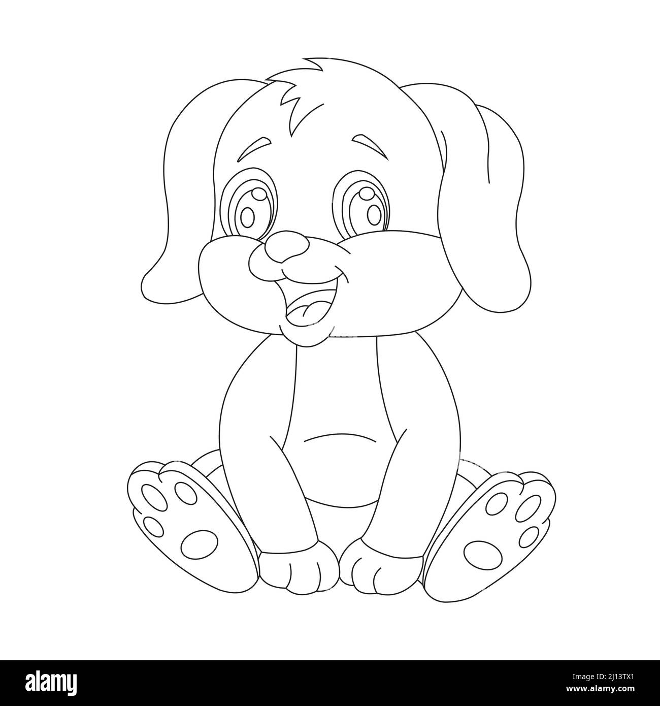 Mignon chiot chien contour page de coloriage pour enfants animal coloriage livre dessin animé vecteur illustration Illustration de Vecteur