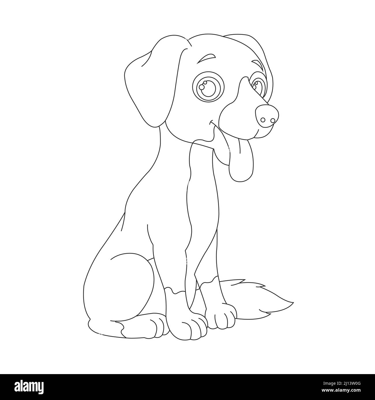 Mignon chiot chien contour page de coloriage pour enfants animal coloriage livre dessin animé vecteur illustration Illustration de Vecteur