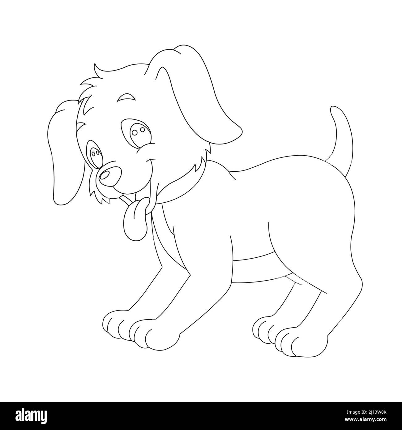 Mignon chiot chien contour page de coloriage pour enfants animal coloriage livre dessin animé vecteur illustration Illustration de Vecteur
