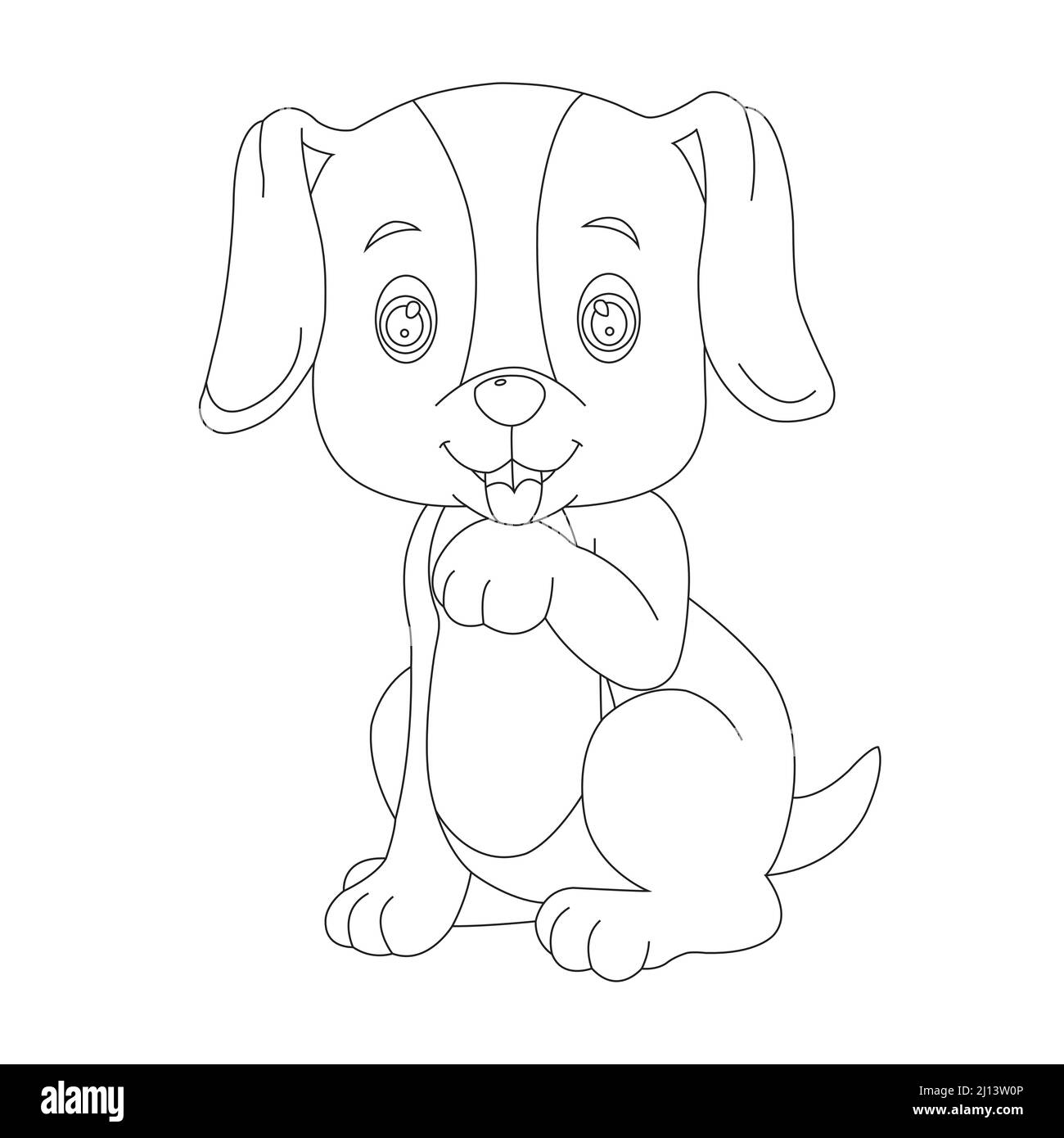 Mignon chiot chien contour page de coloriage pour enfants animal coloriage livre dessin animé vecteur illustration Illustration de Vecteur