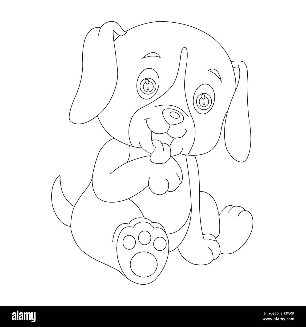 Mignon chiot chien contour page de coloriage pour enfants animal coloriage livre dessin animé vecteur illustration Illustration de Vecteur