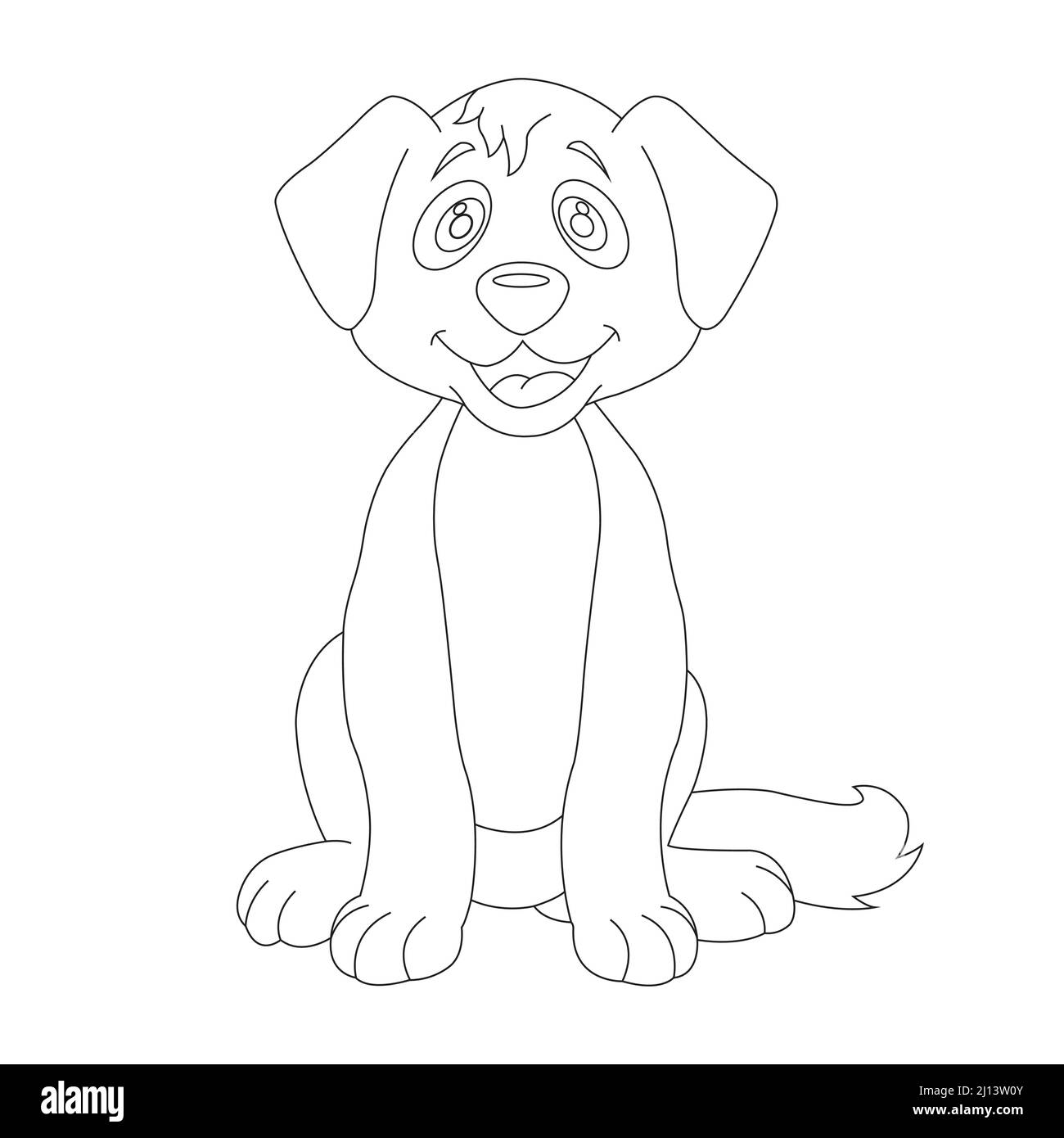 Mignon chiot chien contour page de coloriage pour enfants animal coloriage livre dessin animé vecteur illustration Illustration de Vecteur