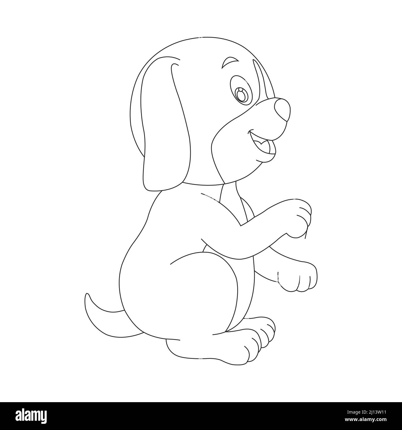 Mignon chiot chien contour page de coloriage pour enfants animal coloriage livre dessin animé vecteur illustration Illustration de Vecteur