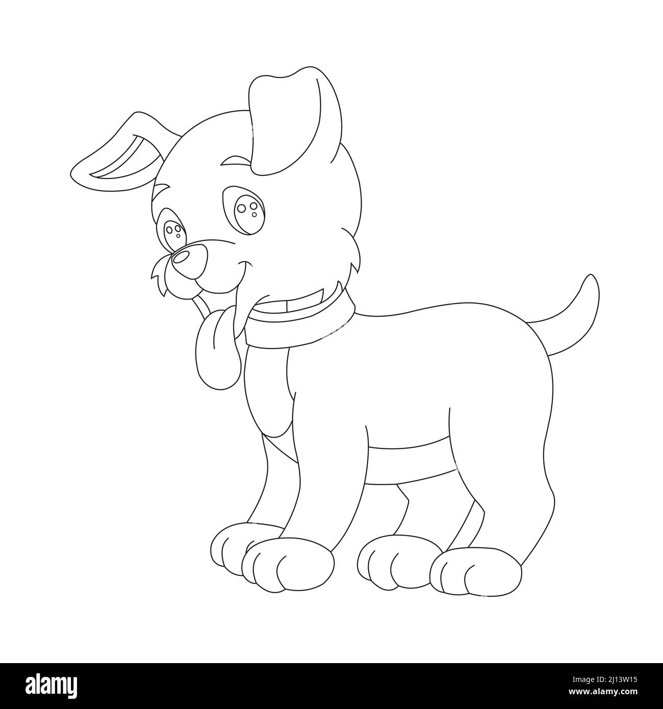 Mignon chiot chien contour page de coloriage pour enfants animal coloriage livre dessin animé vecteur illustration Illustration de Vecteur