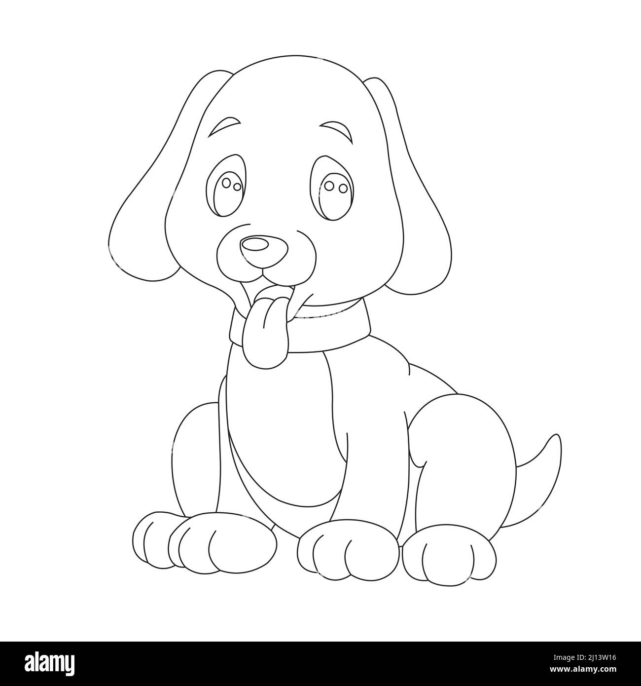 Mignon chiot chien contour page de coloriage pour enfants animal coloriage livre dessin animé vecteur illustration Illustration de Vecteur