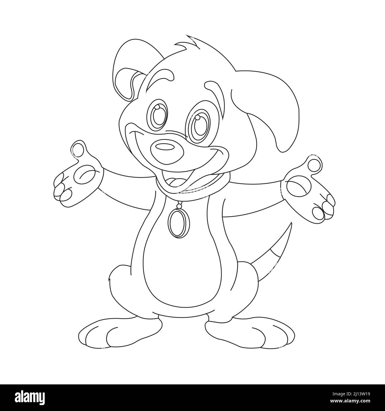Mignon chiot chien contour page de coloriage pour enfants animal coloriage livre dessin animé vecteur illustration Illustration de Vecteur