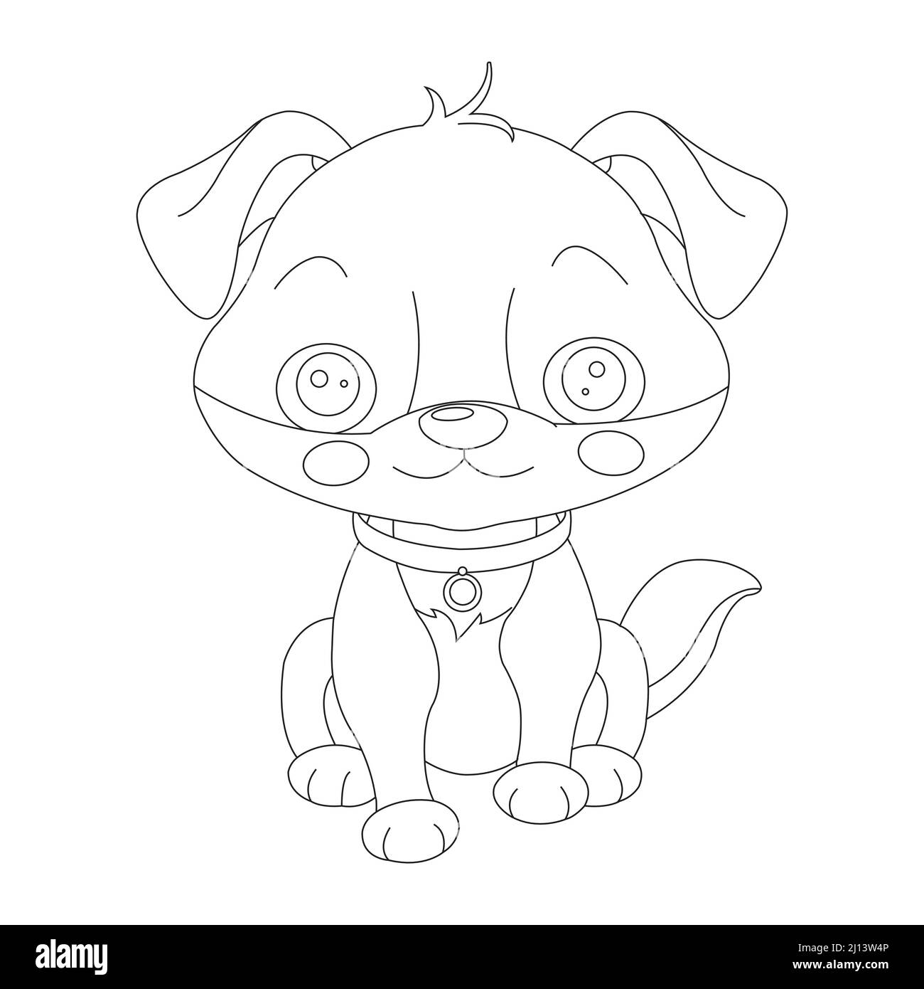 Mignon chiot chien contour page de coloriage pour enfants animal coloriage livre dessin animé vecteur illustration Illustration de Vecteur