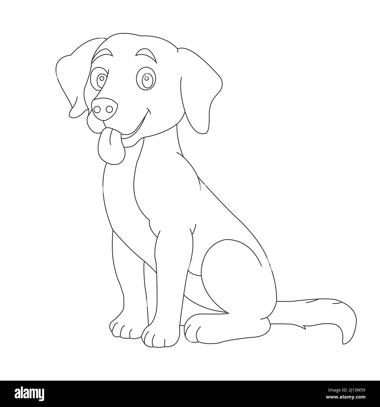 Mignon chiot chien contour page de coloriage pour enfants animal coloriage livre dessin animé vecteur illustration Illustration de Vecteur