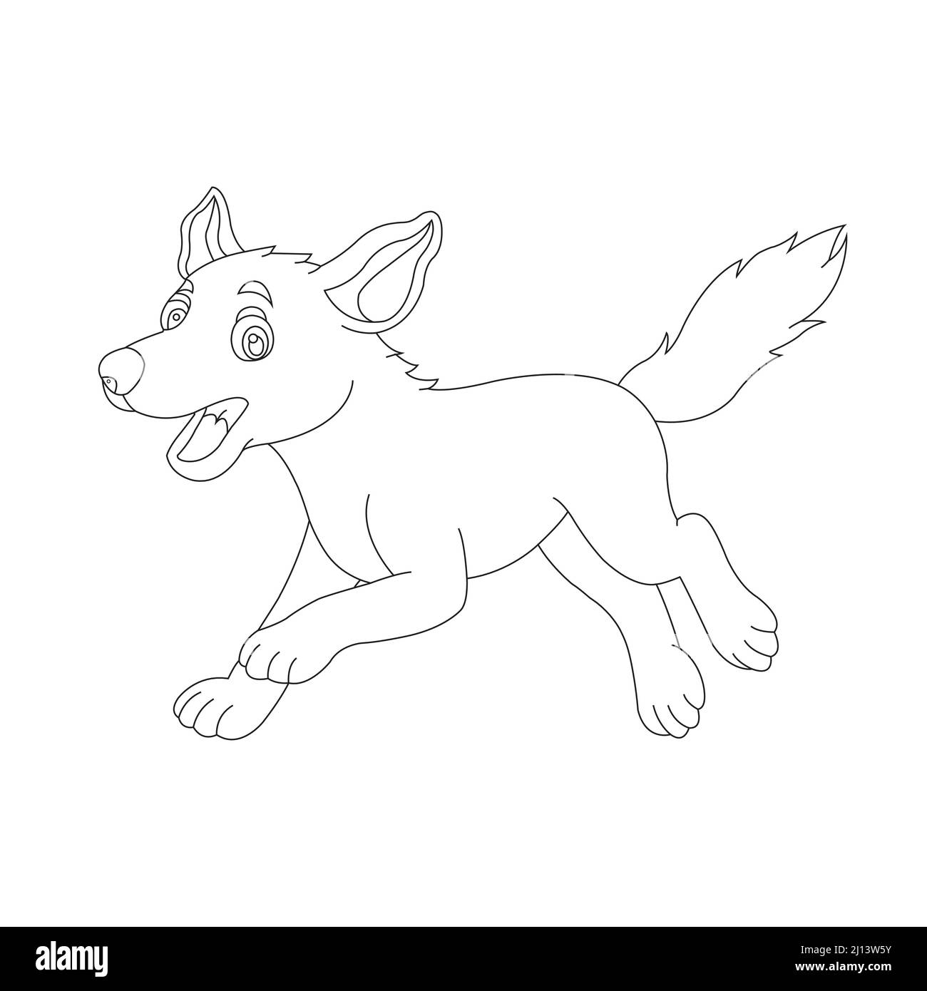 Mignon chiot chien contour page de coloriage pour enfants animal coloriage livre dessin animé vecteur illustration Illustration de Vecteur