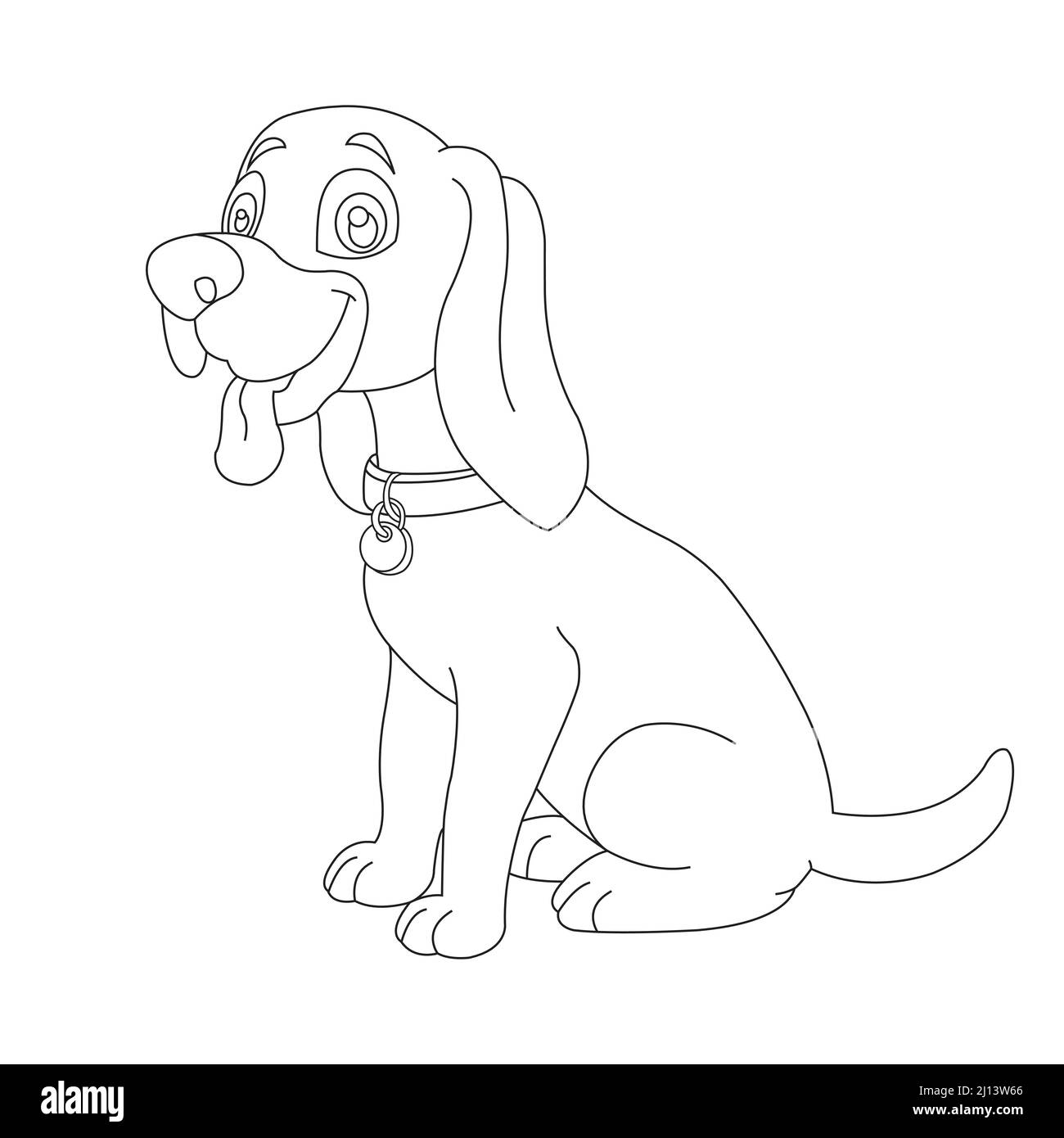 Mignon chiot chien contour page de coloriage pour enfants animal coloriage livre dessin animé vecteur illustration Illustration de Vecteur