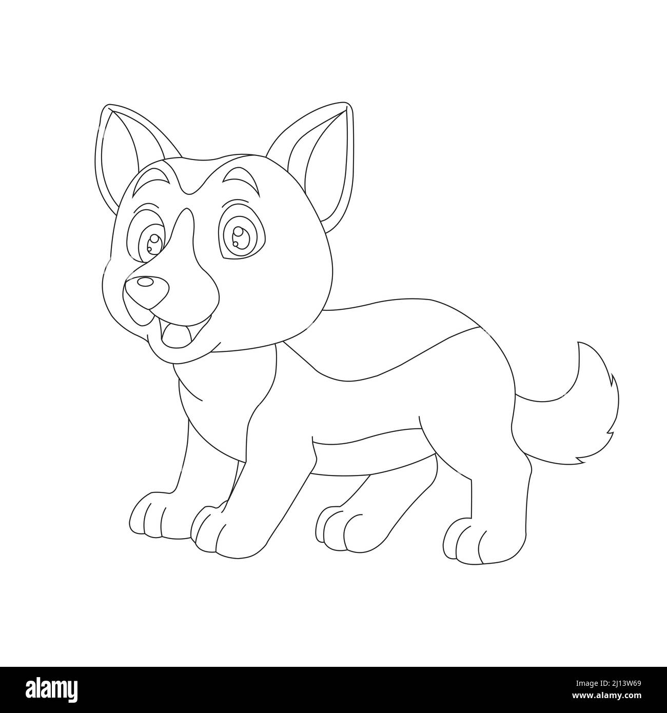 Mignon chiot chien contour page de coloriage pour enfants animal coloriage livre dessin animé vecteur illustration Illustration de Vecteur
