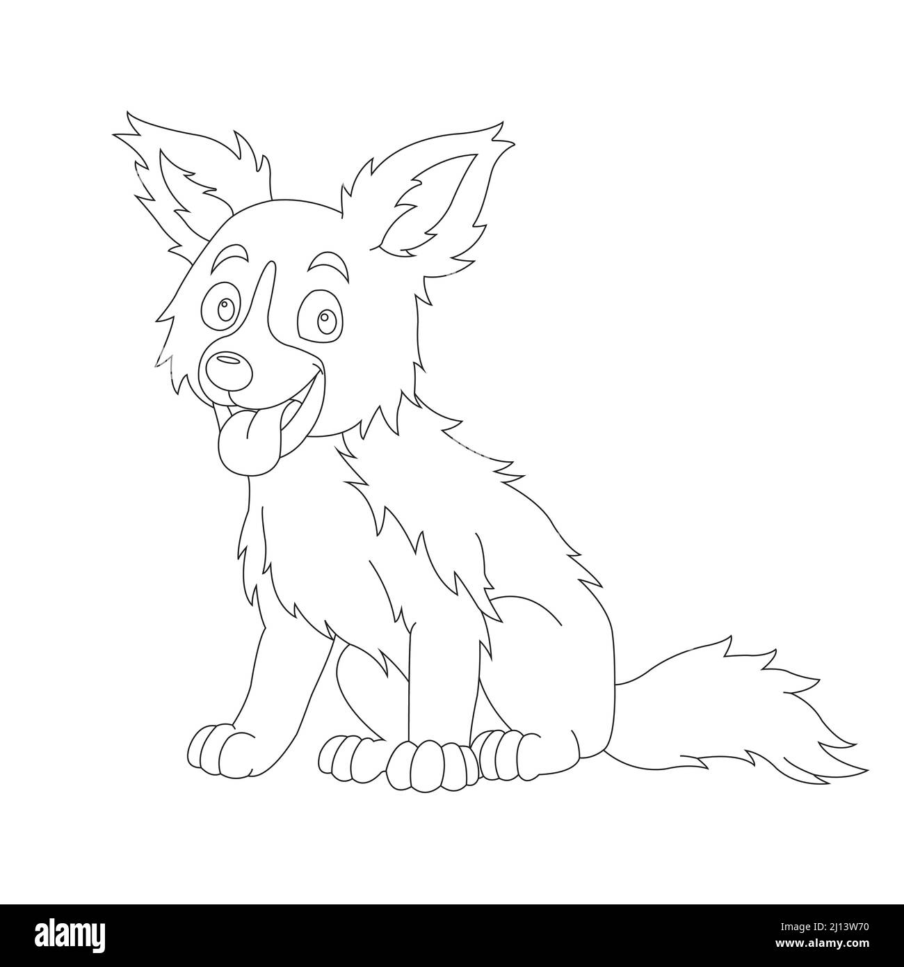 Mignon chiot chien contour page de coloriage pour enfants animal coloriage livre dessin animé vecteur illustration Illustration de Vecteur