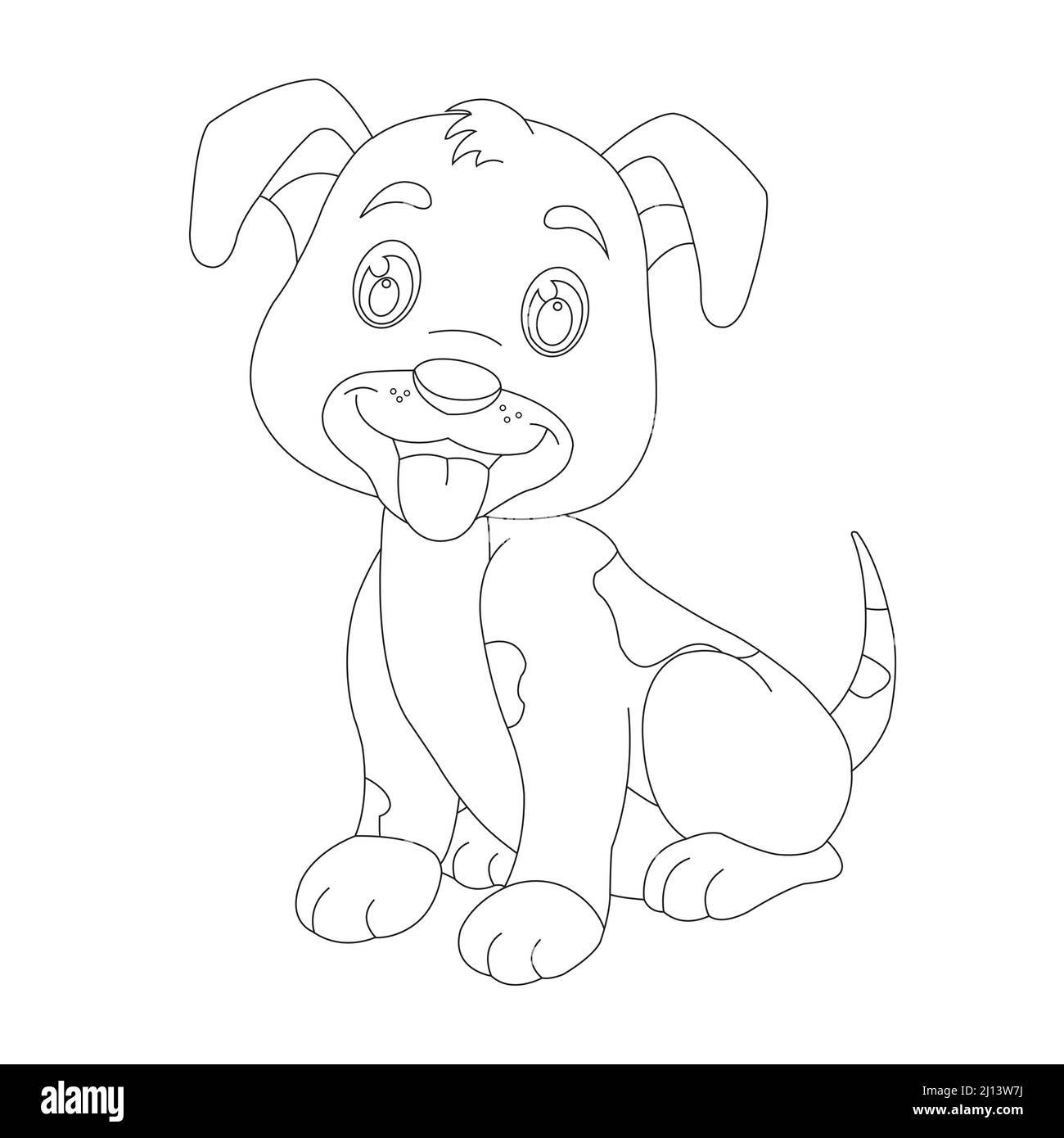 Mignon chiot chien contour page de coloriage pour enfants animal coloriage livre dessin animé vecteur illustration Illustration de Vecteur