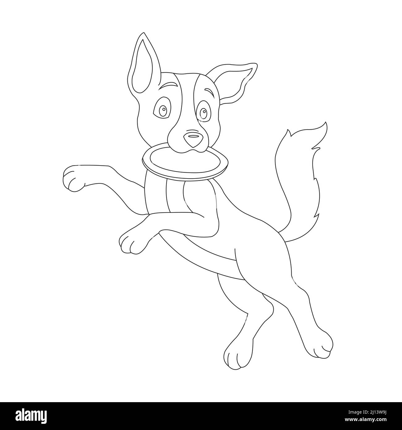 Mignon chiot chien contour page de coloriage pour enfants animal coloriage livre dessin animé vecteur illustration Illustration de Vecteur