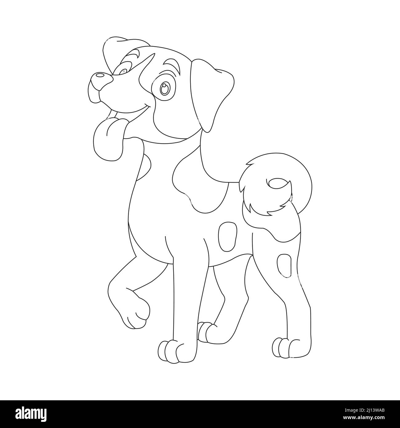 Mignon chiot chien contour page de coloriage pour enfants animal coloriage livre dessin animé vecteur illustration Illustration de Vecteur