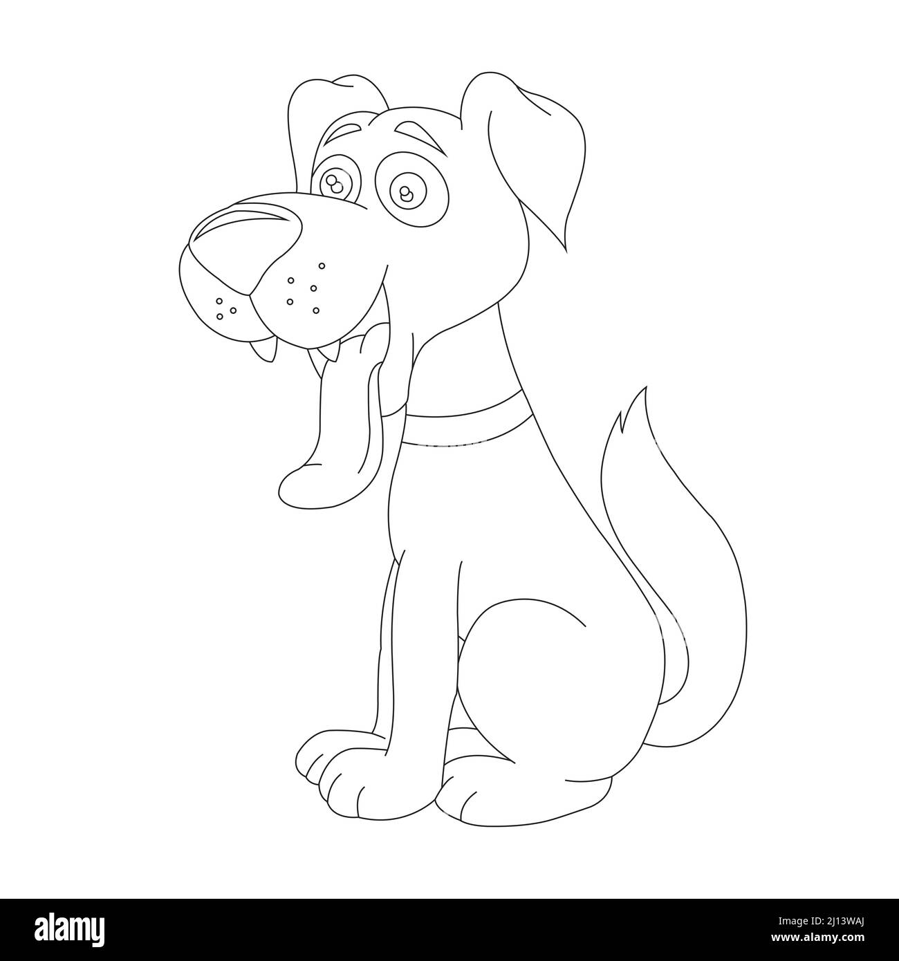 Mignon chiot chien contour page de coloriage pour enfants animal coloriage livre dessin animé vecteur illustration Illustration de Vecteur