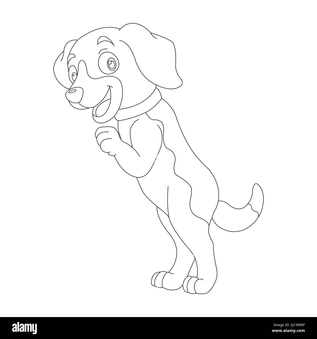 Mignon chiot chien contour page de coloriage pour enfants animal coloriage livre dessin animé vecteur illustration Illustration de Vecteur