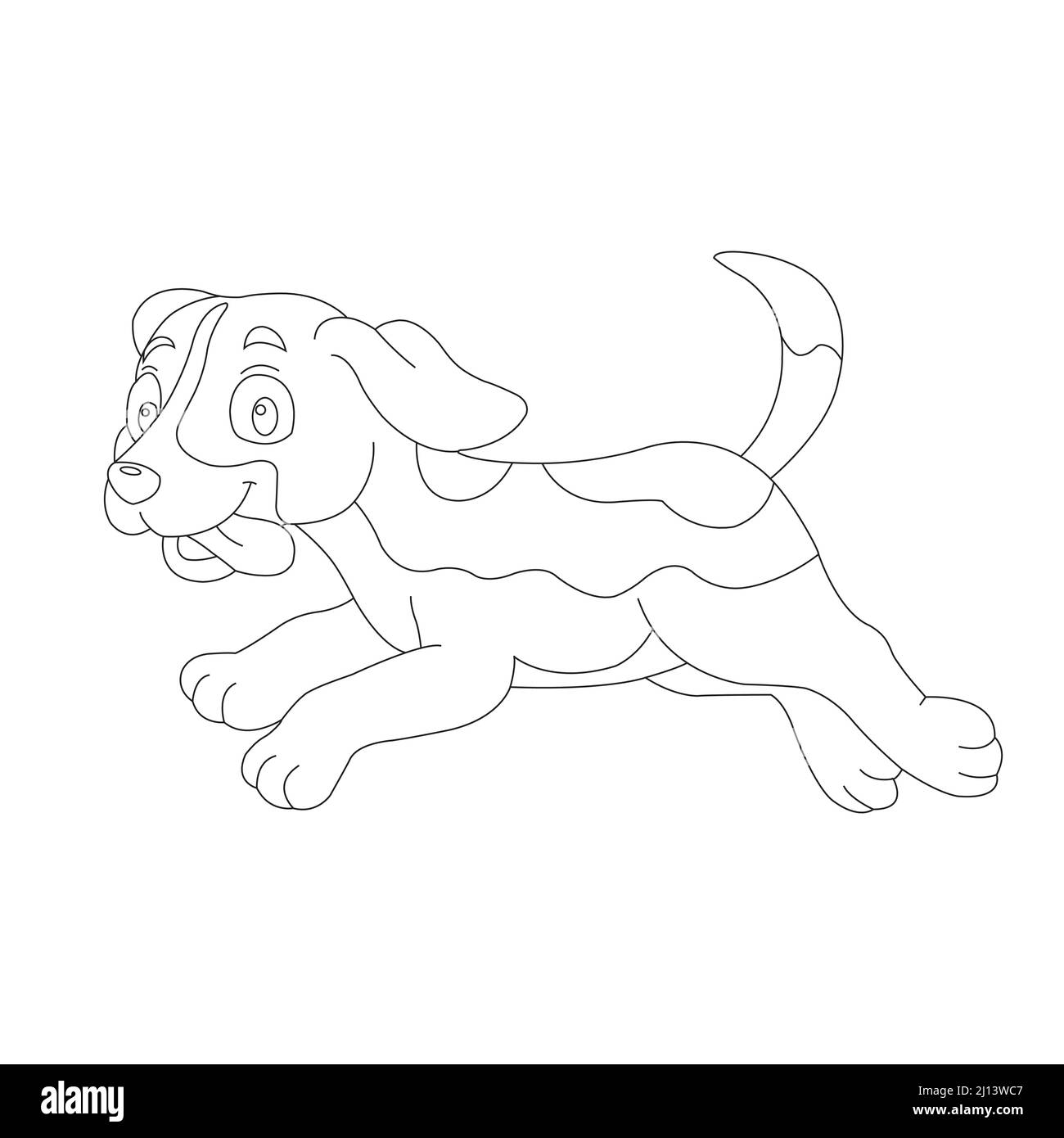 Mignon chiot chien contour page de coloriage pour enfants animal coloriage livre dessin animé vecteur illustration Illustration de Vecteur