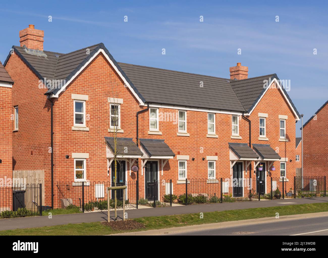 Maisons semi-détachées neuves dans le nouveau développement de logements de Stortford Fields. Bishop's Stortford. ROYAUME-UNI. Banque D'Images