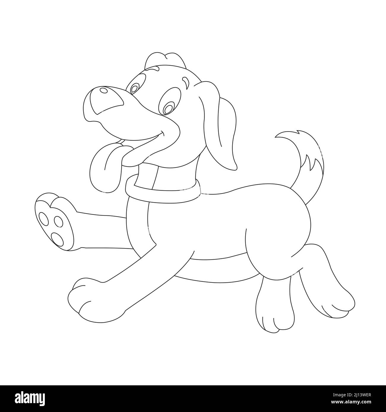 Mignon chiot chien contour page de coloriage pour enfants animal coloriage livre dessin animé vecteur illustration Illustration de Vecteur