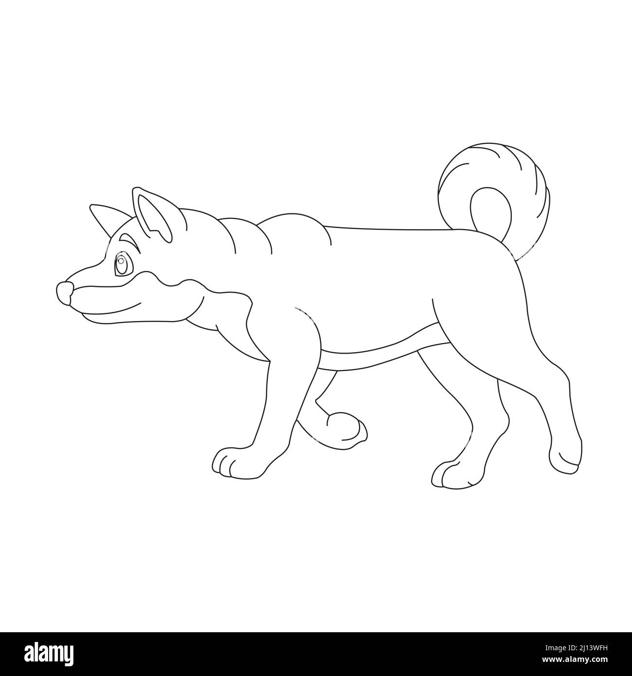 Mignon chiot chien contour page de coloriage pour enfants animal coloriage livre dessin animé vecteur illustration Illustration de Vecteur