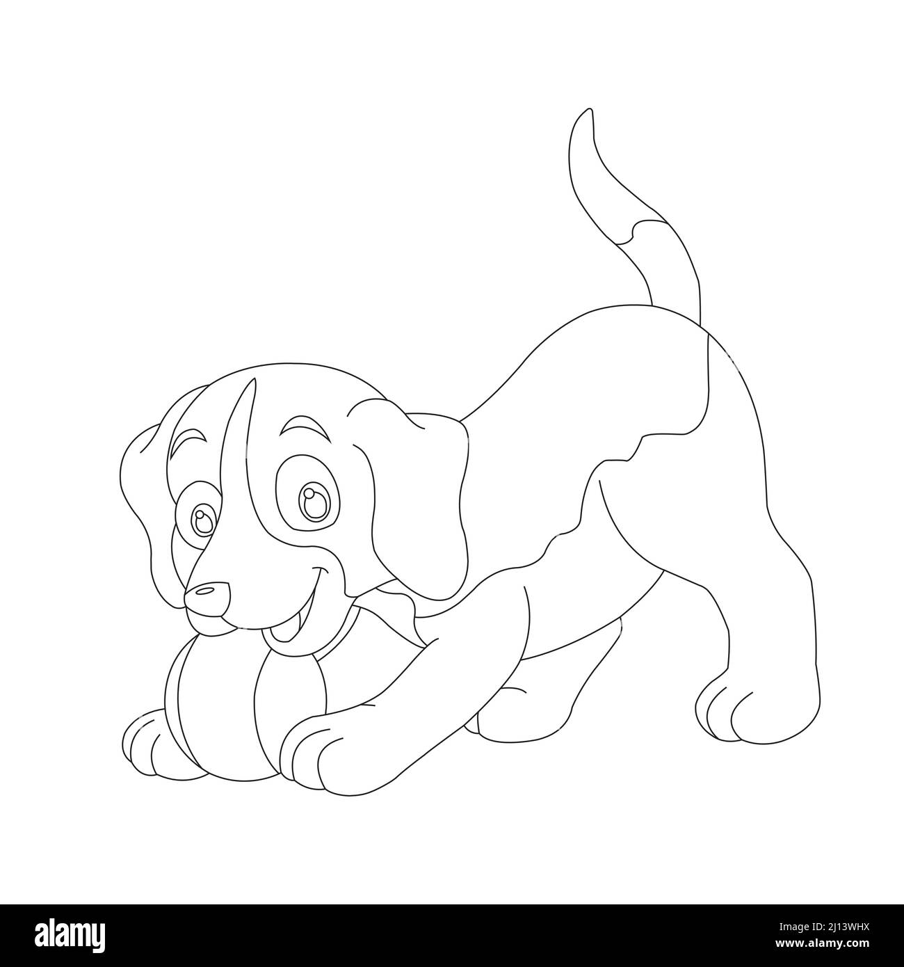 Mignon chiot chien contour page de coloriage pour enfants animal coloriage livre dessin animé vecteur illustration Illustration de Vecteur