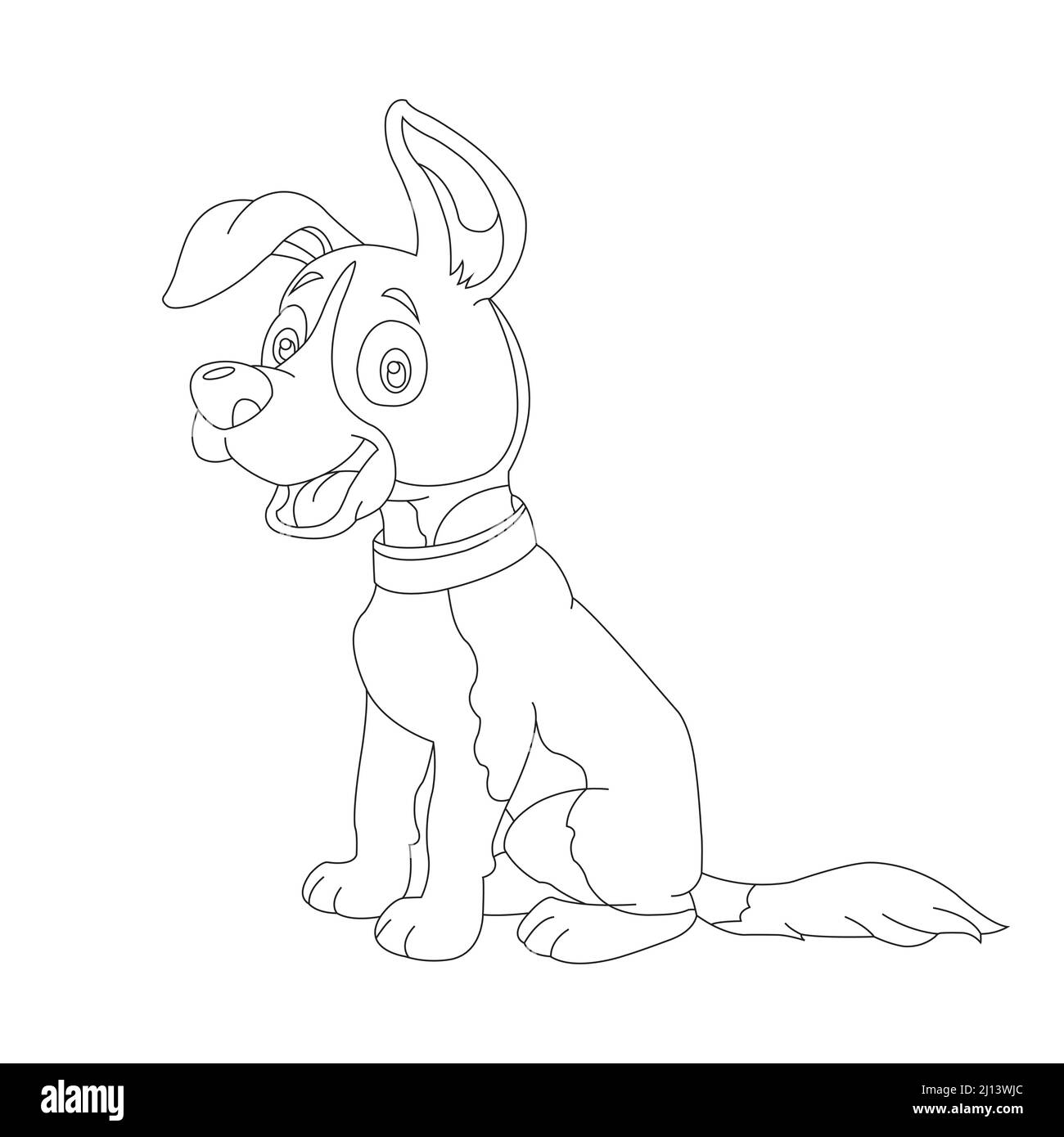 Mignon chiot chien contour page de coloriage pour enfants animal coloriage livre dessin animé vecteur illustration Illustration de Vecteur