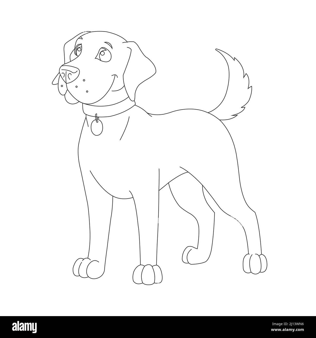 Mignon chiot chien contour page de coloriage pour enfants animal coloriage livre dessin animé vecteur illustration Illustration de Vecteur
